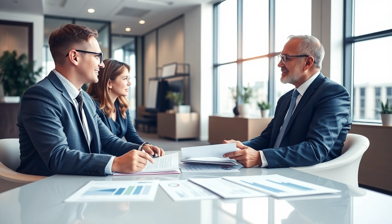 Business loan lender offering expert guidance to small business owners in a professional setting, emphasizing trust and financial growth.