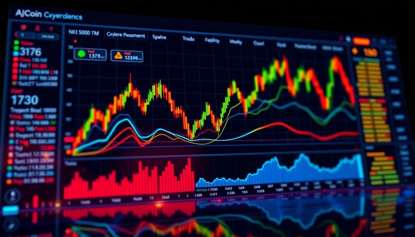 Visual illustration of AICoin's real-time cryptocurrency chart dashboard with dynamic graphs and data analytics features, emphasizing security and ease of use for traders.