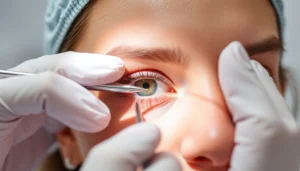 Oberlidstraffung Zürich: Expert eyelid correction procedure demonstrating precision and care in a clinical setting for a refreshed look.