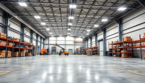 Große Industriehalle mit LED-Beleuchtung