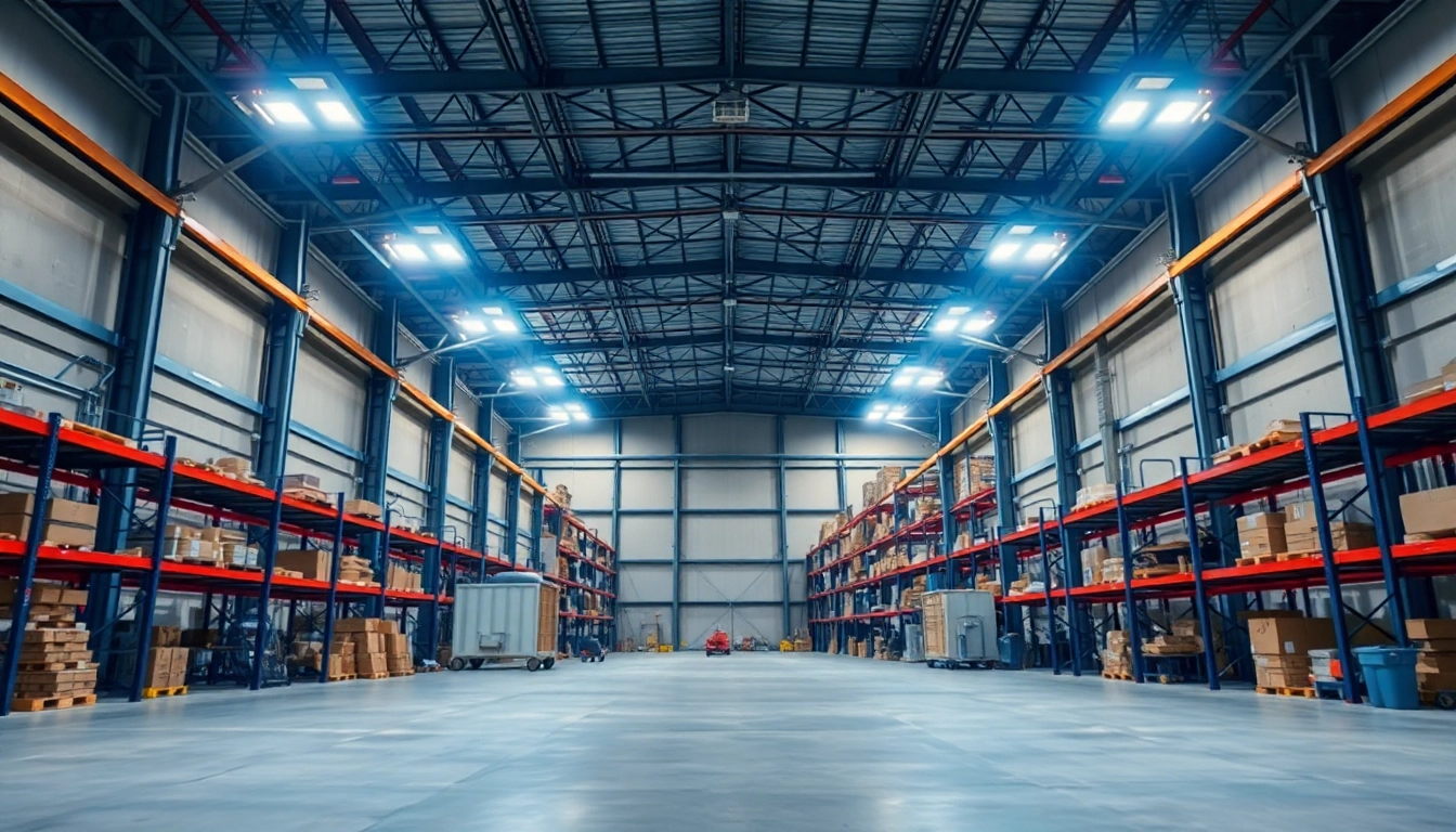 Moderne Industriehalle mit LED-Beleuchtung