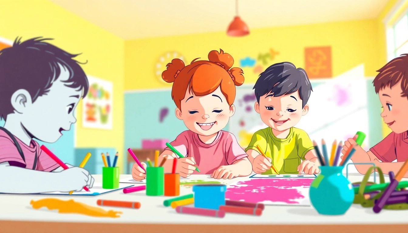 Discover the creative world of My Color School with engaging art activities for children in a bright, colorful classroom setting.