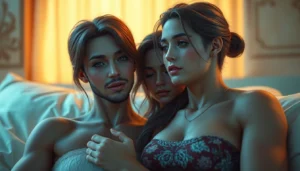 Vivid NSFW AI-generated scene featuring realistic adult characters with detailed lighting and textures for enhanced visual engagement.
