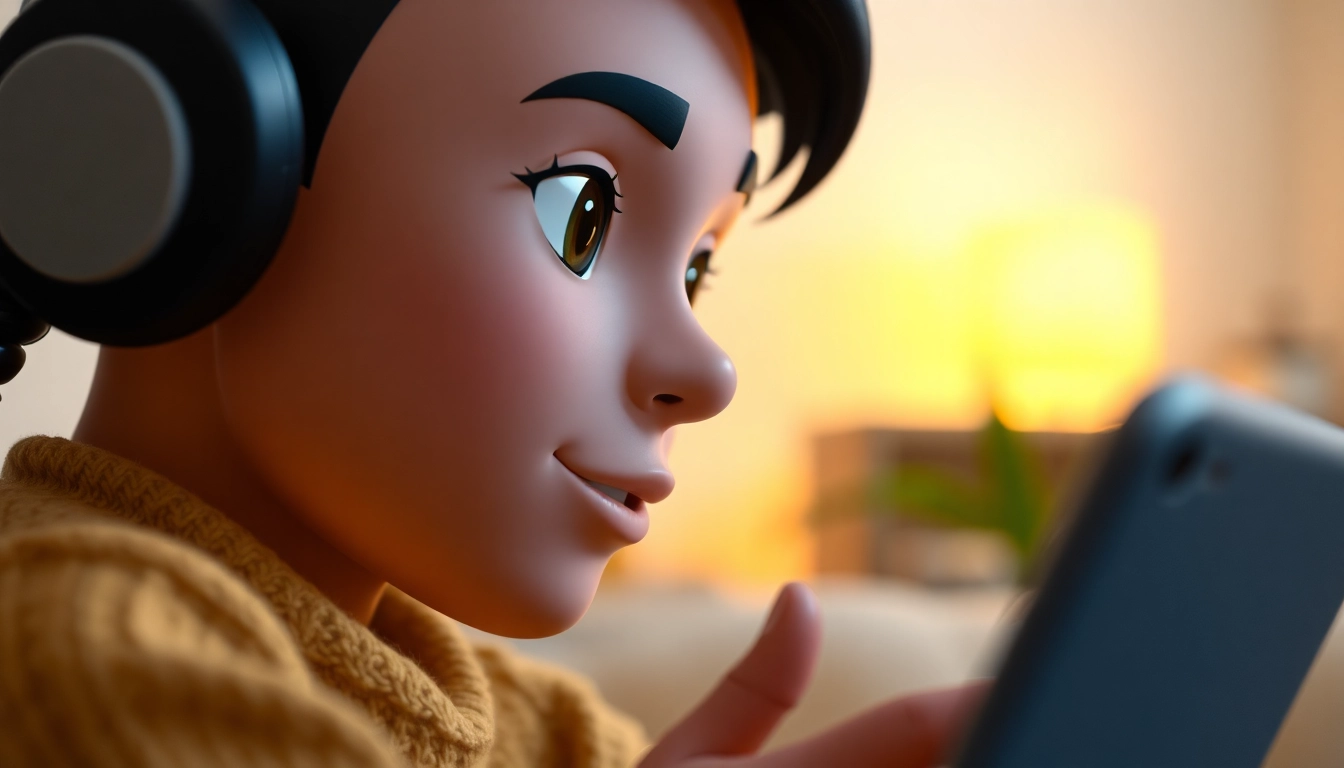 Ai girlfriend app interface showing a friendly virtual chat with a warm, engaging AI partner, highlighting user interaction.