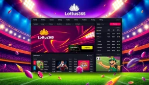 Online sports betting with Lotus365 logo on a sleek interface, capturing action, confidence, and user engagement.