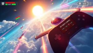 Aviator game interface showing a pilot’s cockpit with a flying aircraft, colorful multipliers, and engaging gameplay elements, capturing excitement and precision.