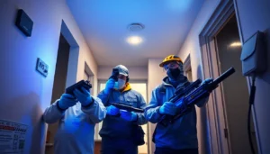 Professionele ongediertebestrijders in actie met high-tech apparatuur in een schone omgeving