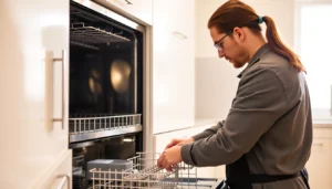 Experienced dishwasher repair Toronto technician fixing a malfunctioning appliance efficiently