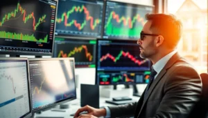 Trading Investment News update showing stock charts, gold prices, and currency trends for investors