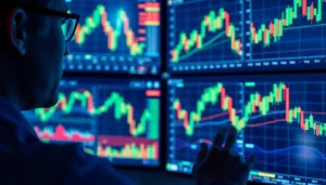 Trading view charts displayed on screens with graphs and data for market analysis